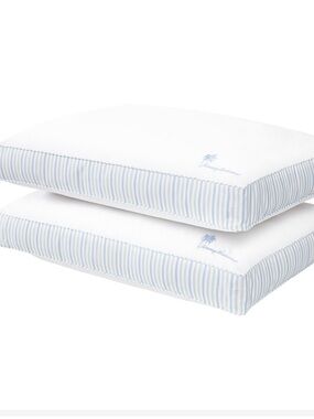 Tommy Bahama White Pillow with Light Blue Stripe Trim